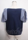 画像2: axes femme / チュール刺繍フレア袖リブプルオーバー M 紺 Y-25-04-03-063-AX-TO-SZ-ZY (2)