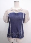 画像1: axes femme POETIQUE / マリン刺繍ビスチェ切替プルオーバー M 紺 Y-25-04-03-066-AX-TO-SZ-ZY (1)