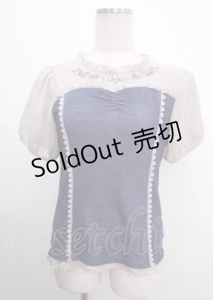 画像: axes femme POETIQUE / マリン刺繍ビスチェ切替プルオーバー M 紺 Y-25-04-03-066-AX-TO-SZ-ZY
