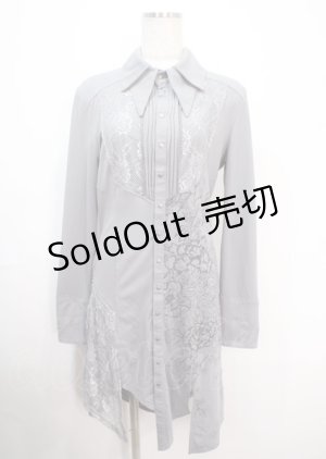 画像: Ozz oneste / レース切り替スナップボタンシャツワンピース  グレー Y-25-04-03-070-OO-OP-SZ-ZY
