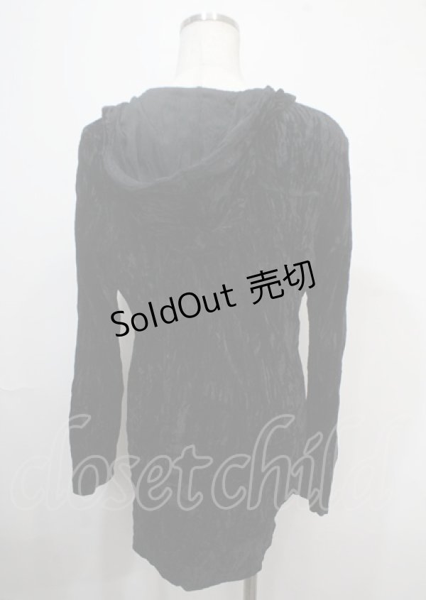 画像2: 【SALE】Ozz Croce / 編み上げベロアワンピース  黒 Y-25-04-03-078-OO-OP-SZ-ZT322 (2)