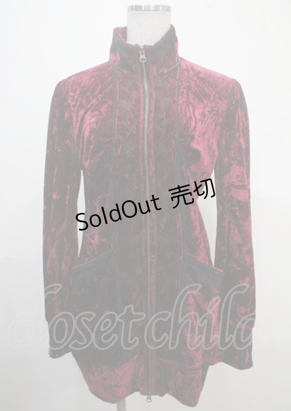 画像1: Ozz oneste / 薔薇刺繍ベロアパーカー  ワイン Y-25-04-03-079-OO-TO-SZ-ZY (1)