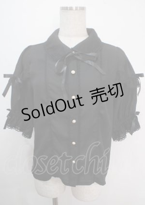 画像: axes femme kawaii / レース襟リボン付ブラウス M 黒 Y-25-04-03-007-AX-BL-SZ-ZY