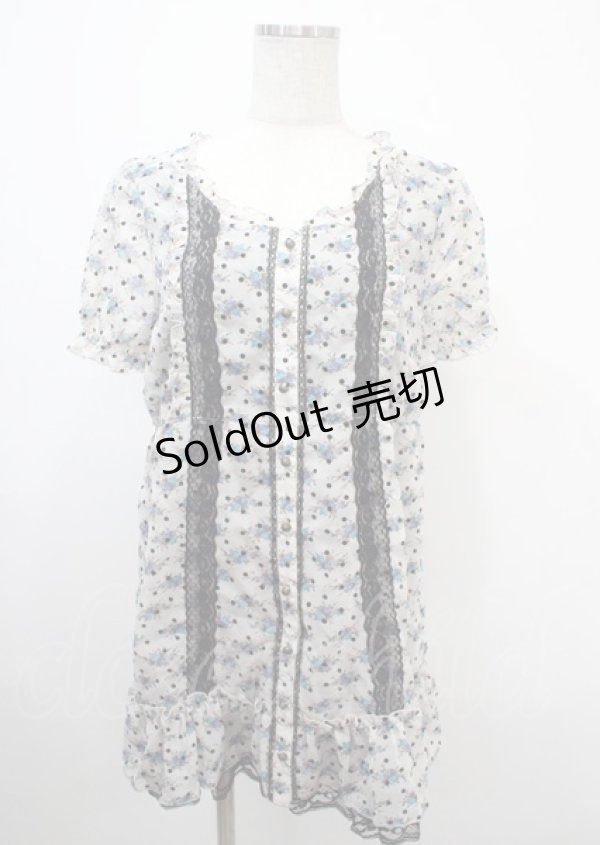 画像1: axes femme / 小花×ドットフロッキーワンピース M オフ Y-25-04-03-086-AX-OP-SZ-ZY (1)