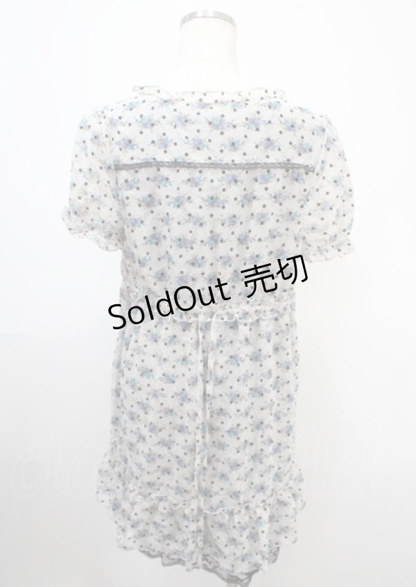 画像2: axes femme / 小花×ドットフロッキーワンピース M オフ Y-25-04-03-086-AX-OP-SZ-ZY (2)
