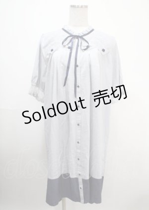 画像: axes femme / サテンローズバイカラーワンピース F サックス Y-25-04-03-087-AX-OP-SZ-ZI