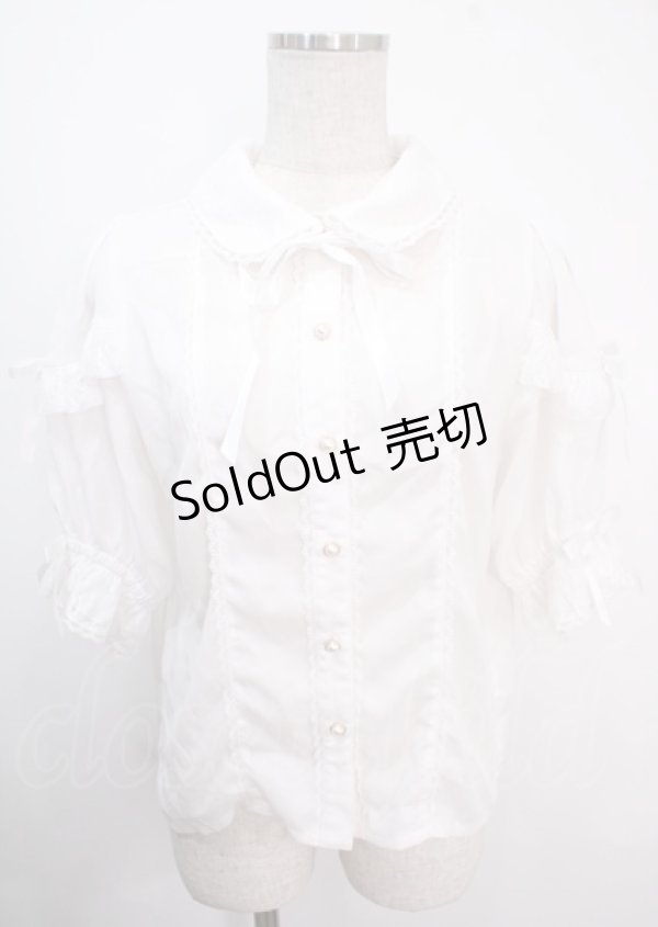 画像1: axes femme kawaii / レース襟リボン付ブラウス M 白 Y-25-04-03-008-AX-BL-SZ-ZY (1)