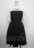 画像1: axes femme / ローズ刺繍ドッキングワンピース F 黒 Y-25-04-03-094-AX-OP-SZ-ZI (1)
