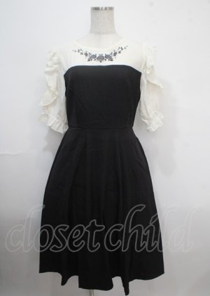 画像: axes femme / ローズ刺繍ドッキングワンピース F 黒 Y-25-04-03-094-AX-OP-SZ-ZI