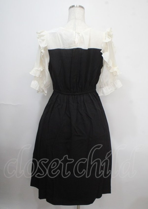 画像2: axes femme / ローズ刺繍ドッキングワンピース F 黒 Y-25-04-03-094-AX-OP-SZ-ZI (2)