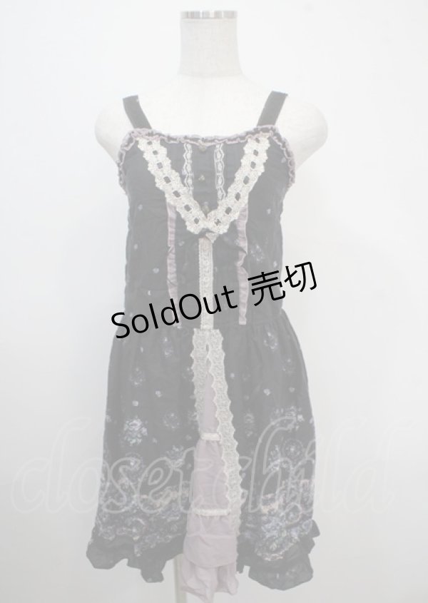 画像1: axes femme / 花リース柄ワンピース M 黒 Y-25-04-03-095-AX-OP-SZ-ZI (1)