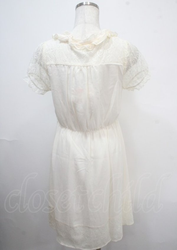画像2: axes femme / レーシー切り替えワンピース M キナリ Y-25-04-03-096-AX-OP-SZ-ZI (2)