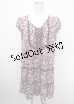 画像: axes femme / 花柄ワンピース M ワイン Y-25-04-03-101-AX-BL-SZ-ZI