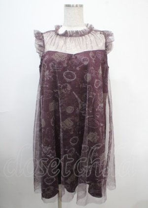 画像: axes femme / トラベルチュール重ねワンピース M ワイン Y-25-04-03-106-AX-OP-SZ-ZY