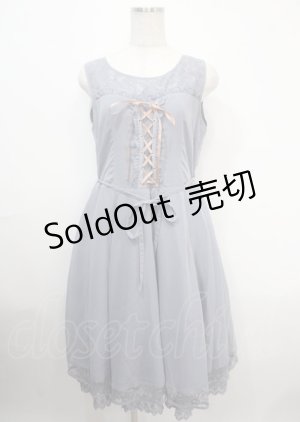 画像: axes femme / 編み上げロングワンピース M 薄青 Y-25-04-03-109-AX-OP-SZ-ZY