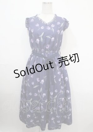 画像: axes femme POETIQUE / チューリップ柄ワンピース M パープル Y-25-04-03-111-AX-OP-SZ-ZY