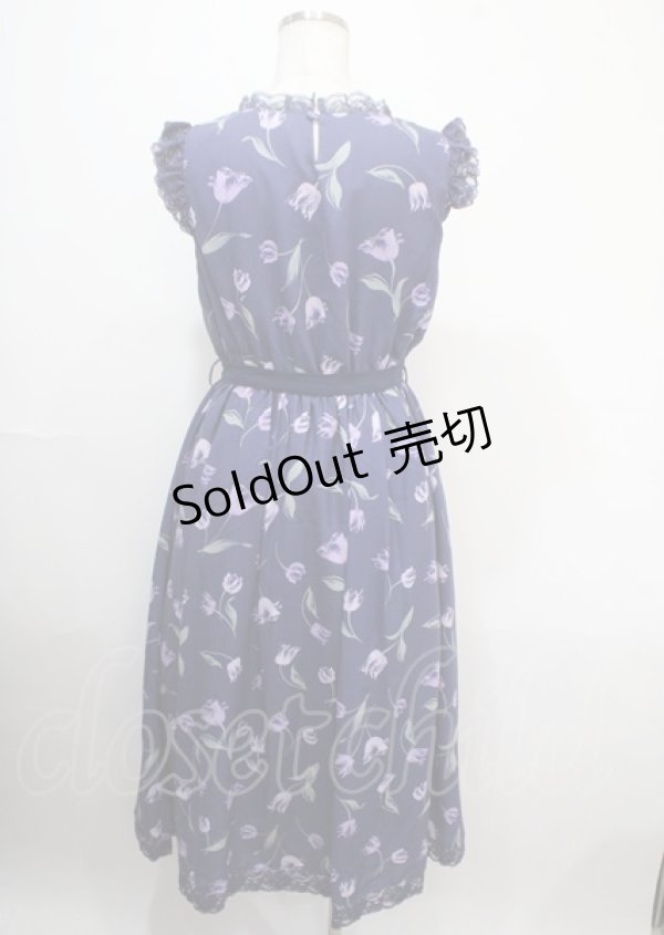 画像2: axes femme POETIQUE / チューリップ柄ワンピース M パープル Y-25-04-03-111-AX-OP-SZ-ZY (2)