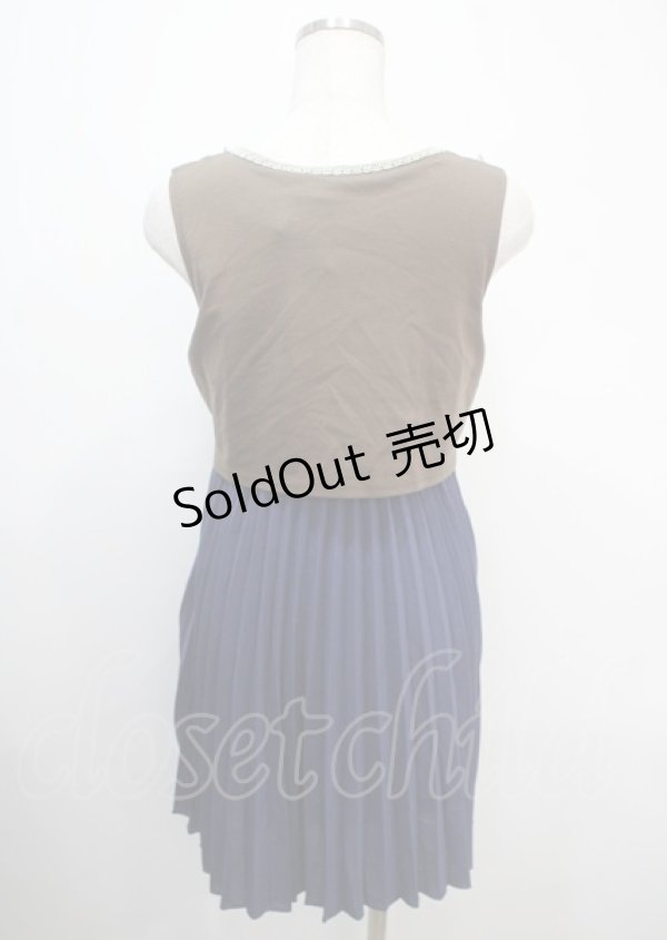 画像2: 【SALE】axes femme / ローズ×プリーツドレス M 紺 Y-25-04-03-112-AX-OP-SZ-ZT509 (2)