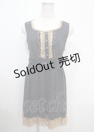 画像: axes femme / レース配色ドットノースリーブワンピース M 紺 Y-25-04-03-113-AX-OP-SZ-ZY