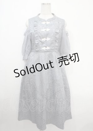 画像: axes femme POETIQUE / チャイナボタン肩あきワンピース M グレー Y-25-04-03-118-AX-OP-SZ-ZY