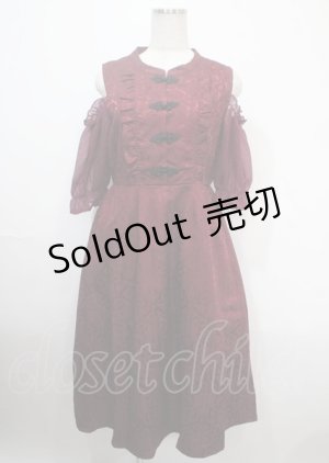 画像: axes femme POETIQUE / チャイナボタン肩あきワンピース M ワイン Y-25-04-03-119-AX-OP-SZ-ZY