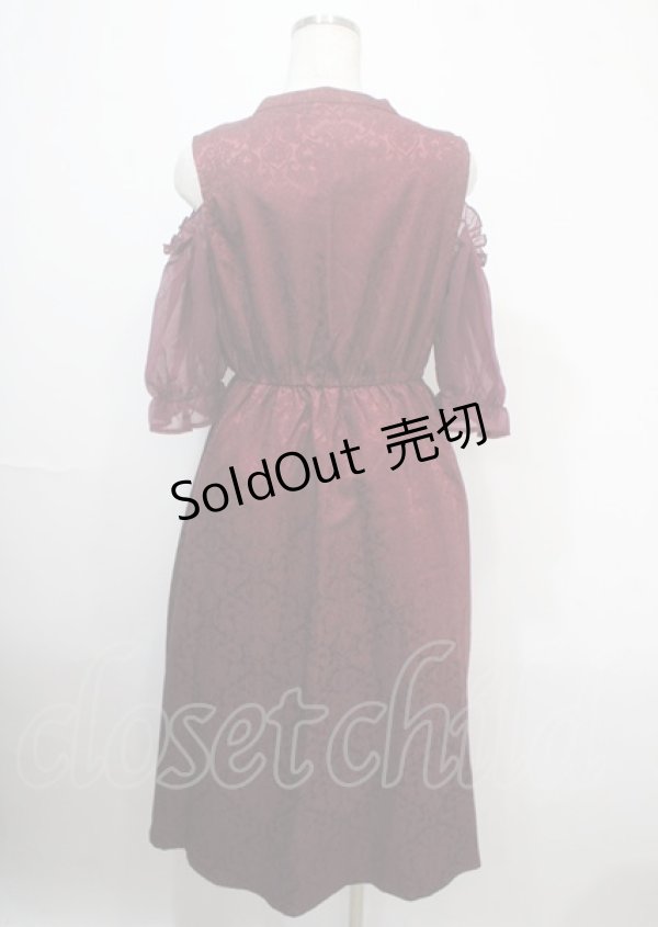 画像2: axes femme POETIQUE / チャイナボタン肩あきワンピース M ワイン Y-25-04-03-119-AX-OP-SZ-ZY (2)
