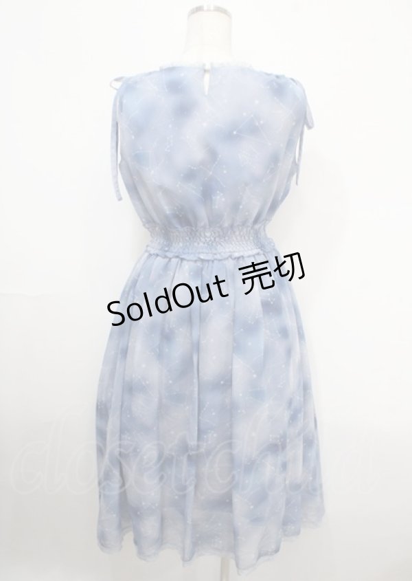 画像2: axes femme POETIQUE / 夏の星座シフォンワンピース  サックス Y-25-04-03-121-AX-OP-AS-ZY (2)