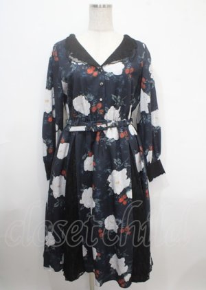 画像: axes femme NOSTALGIE / 刺繍襟花柄ワンピース M 黒 Y-25-04-03-128-AX-OP-SZ-ZY