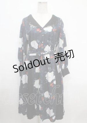 画像: axes femme NOSTALGIE / 刺繍襟花柄ワンピース M 黒 Y-25-04-03-128-AX-OP-SZ-ZY