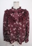 画像1: axes femme / レトロオーナメントバラ柄ブラウス M ワイン Y-25-04-03-012-AX-BL-SZ-ZY (1)
