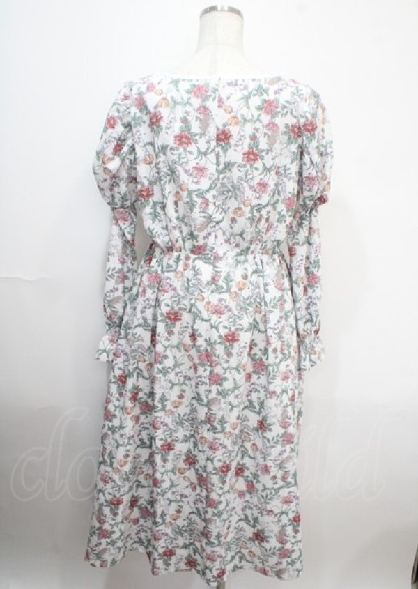 画像2: axes femme Nostalgic / ボタニカル柄レースアップワンピース M 生成り Y-25-04-03-135-LO-OP-SZ-ZY (2)