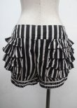 画像2: PEACE NOW / ストライプフリルショートパンツ M 黒×白 Y-25-04-03-149-PU-PA-SZ-ZY (2)
