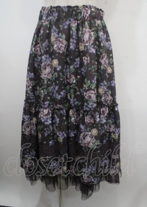 画像: axes femme / ホーリーローズ柄フリルスカート F Dブラウン Y-25-04-03-153-AX-SK-SZ-ZT137