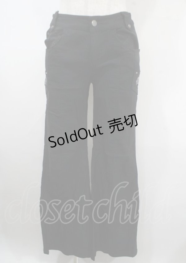 画像1: Ozz On / ドクロ刺繍スキニーパンツ  黒 Y-25-04-03-156-OO-PA-SZ-ZY (1)