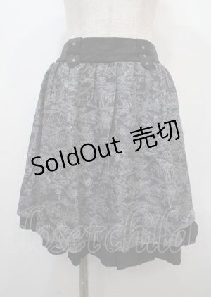 画像: 【SALE】axes femme / トラベル柄スカート M チャコール Y-25-04-03-168-AX-SK-SZ-ZT218