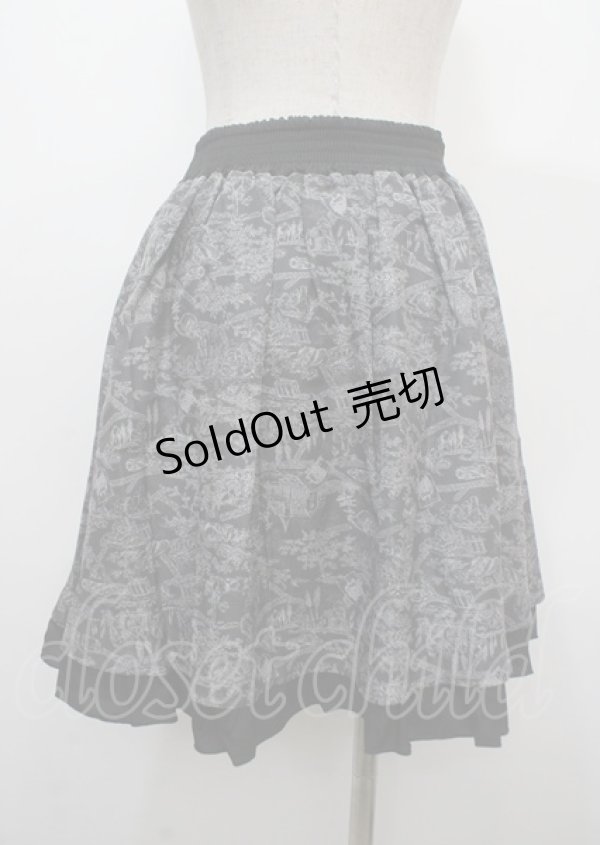 画像2: 【SALE】axes femme / トラベル柄スカート M チャコール Y-25-04-03-168-AX-SK-SZ-ZT218 (2)