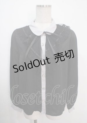 画像: axes femme POETIQUE / レースフリルバイカラーブラウス M 黒 Y-25-04-03-017-AX-BL-SZ-ZY