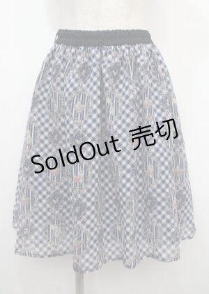 画像: axes femme POETIQUE / フラワーフレームギンガムスカート M 紺 Y-25-04-03-173-AX-SK-SZ-OS