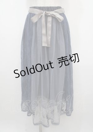 画像: axes femme / リリー柄チュール刺繍スカート M 紺 Y-25-04-03-174-AX-SK-SZ-ZY