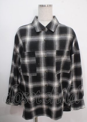 画像: axes femme / チェック柄ロングシャツ M 黒 Y-25-04-03-018-AX-BL-SZ-ZY