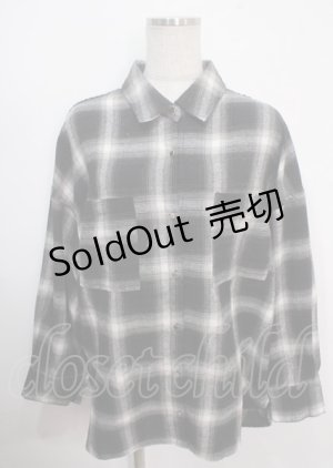 画像: axes femme / チェック柄ロングシャツ M 黒 Y-25-04-03-018-AX-BL-SZ-ZI