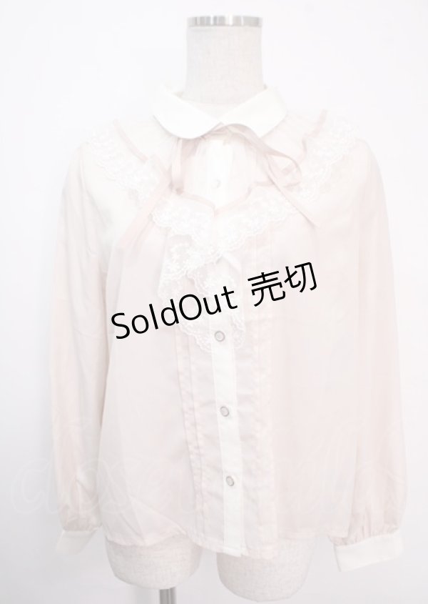 画像1: axes femme POETIQUE / レースフリルバイカラーブラウス M ピンク Y-25-04-03-019-AX-BL-SZ-ZY (1)