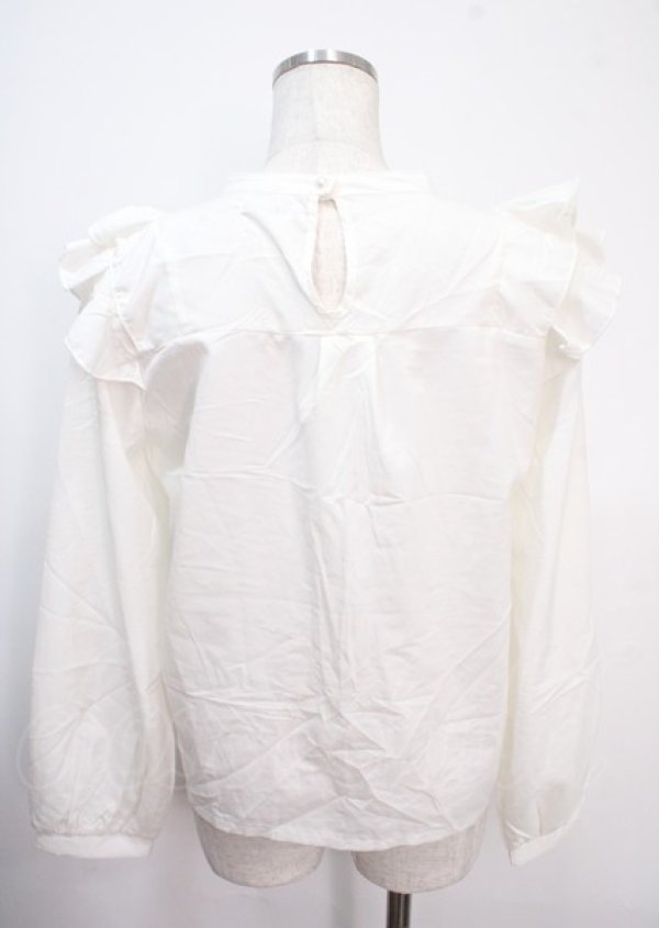 画像2: axes femme / チョーカー風ローズ刺繍ブラウス  白 Y-25-04-03-020-AX-BL-SZ-ZY (2)
