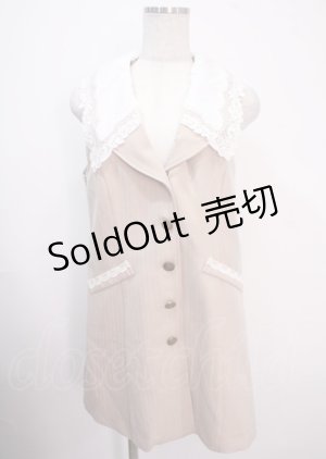 画像: axes femme POETIQUE / レース襟ロングベスト M ベージュ Y-25-04-03-024-AX-TO-SZ-ZY