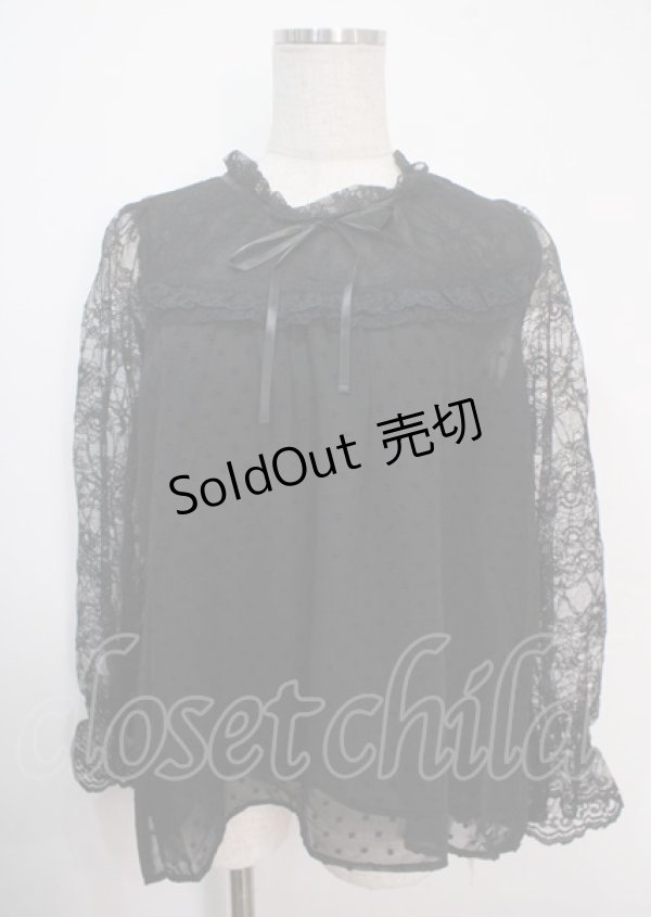画像1: axes femme / ドットドビーシフォンブラウス M 黒 Y-25-04-03-031-AX-BL-SZ-ZY (1)