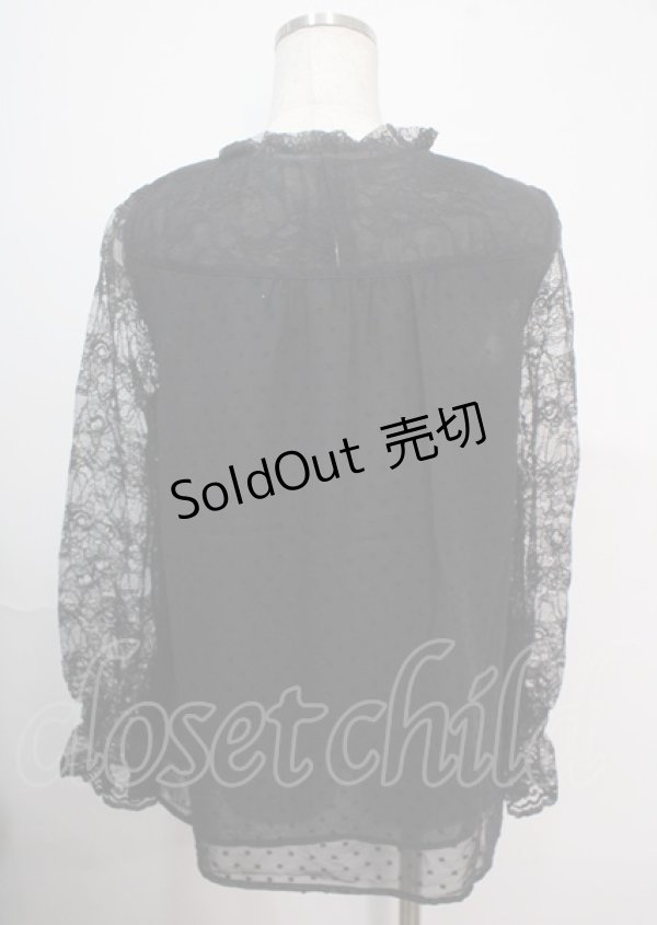 画像2: axes femme / ドットドビーシフォンブラウス M 黒 Y-25-04-03-031-AX-BL-SZ-ZY (2)