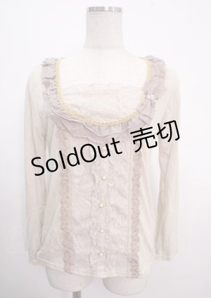 画像: axes femme / ヒートカットリボン使いブラウス風プルオーバー M 生成り Y-25-04-03-043-AX-TO-SZ-ZY