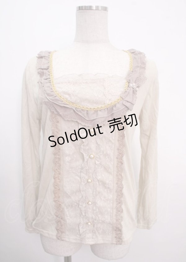 画像1: axes femme / ヒートカットリボン使いブラウス風プルオーバー M 生成り Y-25-04-03-043-AX-TO-SZ-ZY (1)