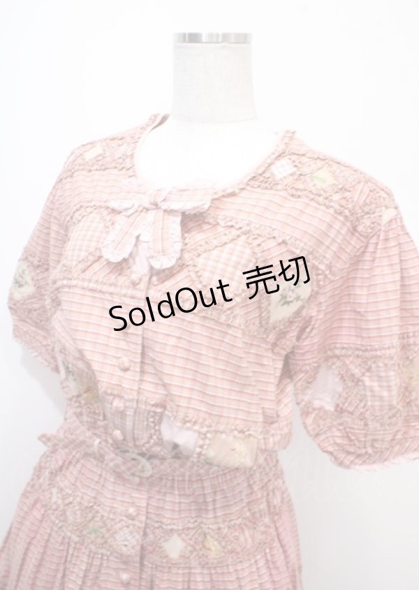 画像3: PINK HOUSE / フリル薔薇パッチワーク長袖ワンピース  ピンク Y-25-04-11-065-LO-OP-SZ-ZY (3)