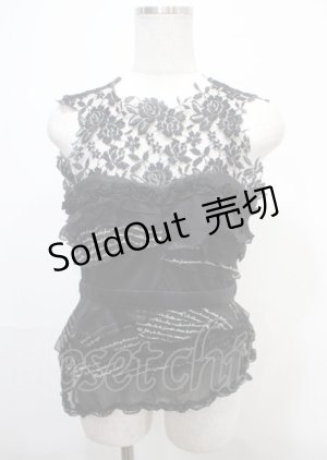 画像: h.naoto Blood / ビスチェ風レース切替トップス  黒 Y-25-04-11-074-HN-TO-SZ-ZY